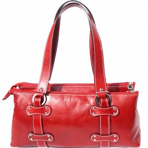 Lady genuine calf leather handbag with three compartments