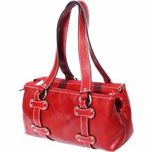 Lady genuine calf leather handbag with three compartments