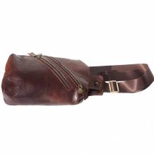 Leather waist bag for mens made in genuine calfskin leather