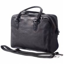 Unisex briefcase in genuine calf natural vintage leather