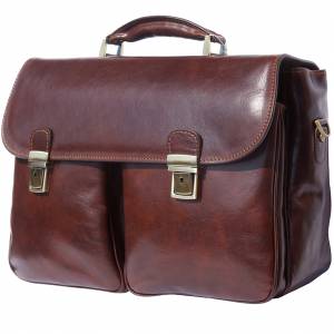 Leather Business briefcase “Andrea” with two wide front pockets