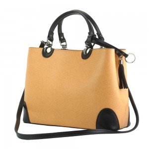 8655 Leather bags NERO Valentina Shoulder handbag in soft calf-skin leather 