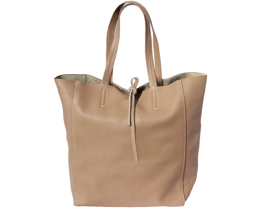 Genuine Suede Leather Woman Shopper Color Light Taupe