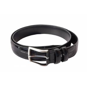 Printed and shine leather belt